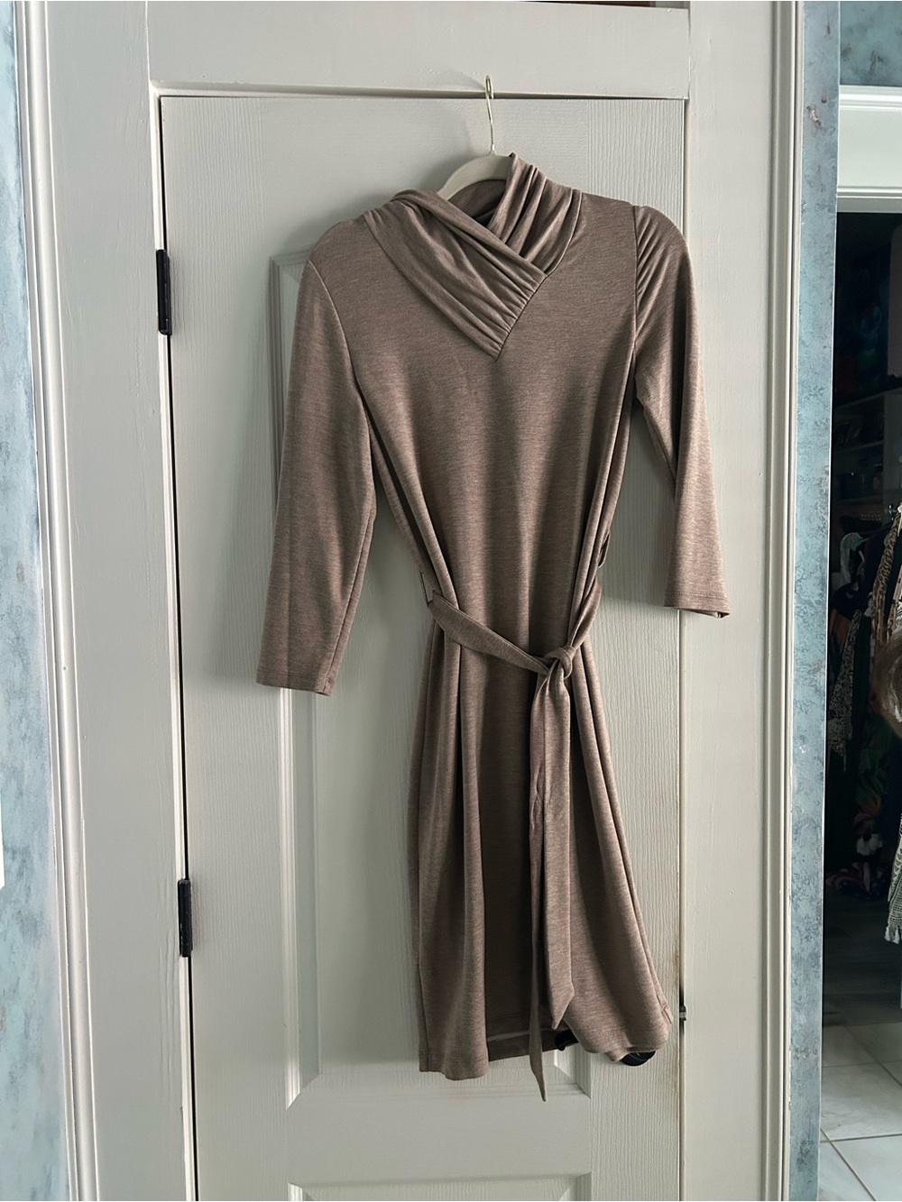 Calvin Klein Taupe Midi Wrap Dress